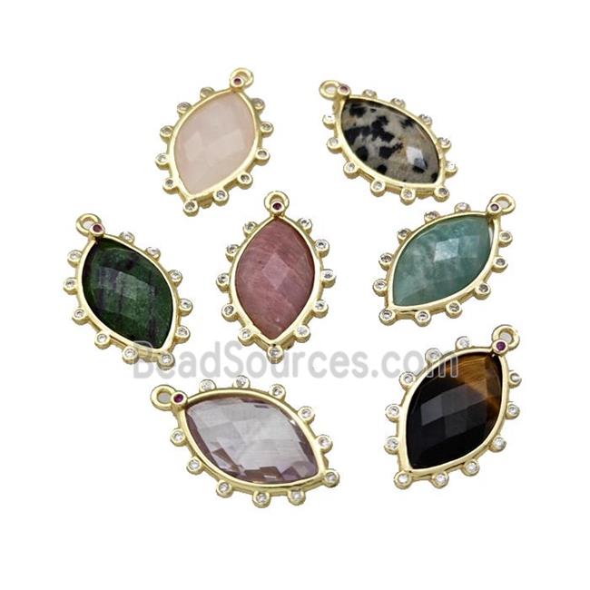 Natural Gemstone Eye Pendant Gold Plated Mixed