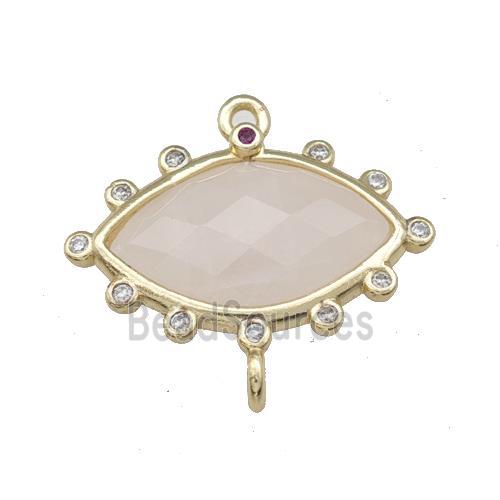 Natural Rose Quartz Eye Connector Gold Plated