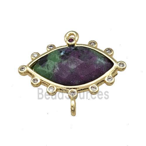 Zoisite Ruby Eye Connector Gold Plated