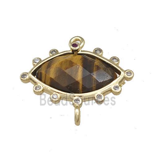 Natural Tiger Eye Stone Eye Connector Gold Plated