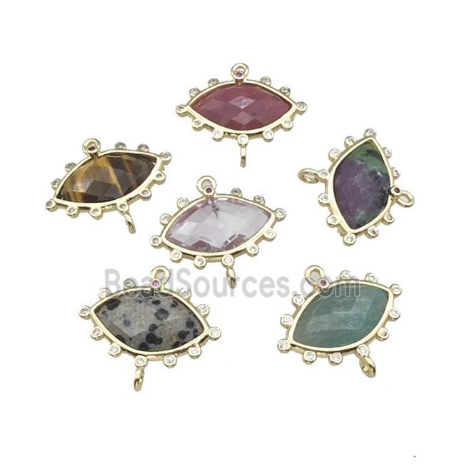 Natural Gemstone Eye Connector Gold Plated Mixed