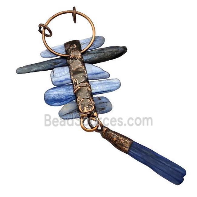 Blue Kyanite Pendant Stick Antique Red