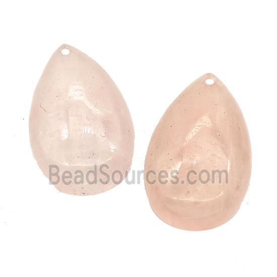 Natural Pink Rose Quartz Teardrop Pendant Flat Backing