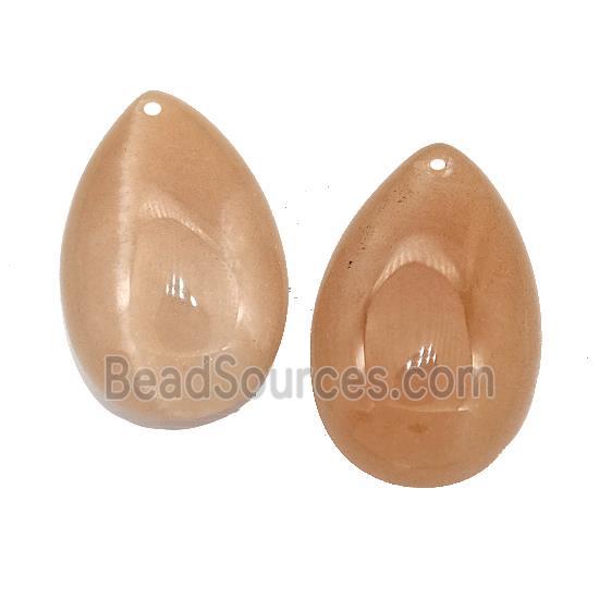 Natural Peach Moonstone Teardrop Pendant Flat Backing