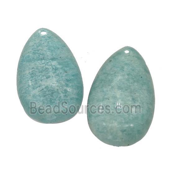 Natural Green Amazonite Teardrop Pendant Flat Backing