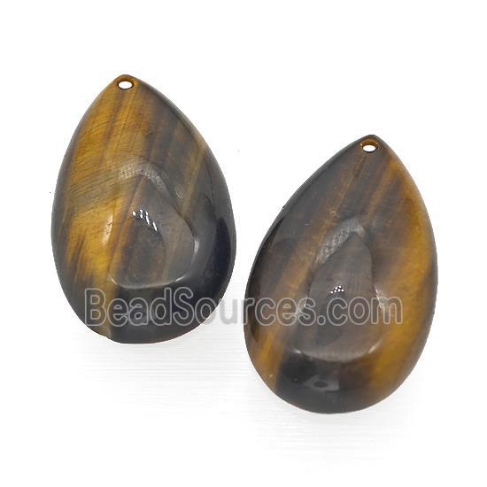 Natural Tiger Eye Stone Teardrop Pendant Flat Backing