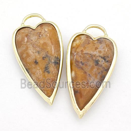 Brown Opal Arrowhead Pendant Gold Plated