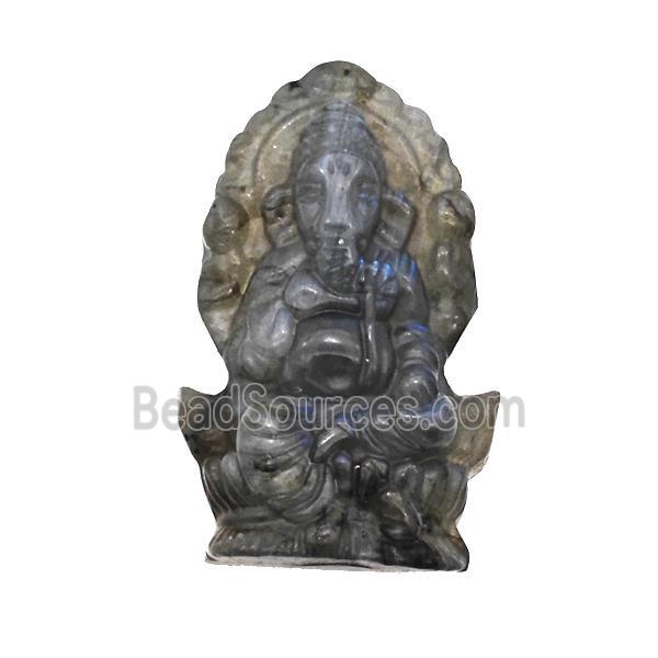 Ganesha Statue Charms Labradorite Buddha Pendant