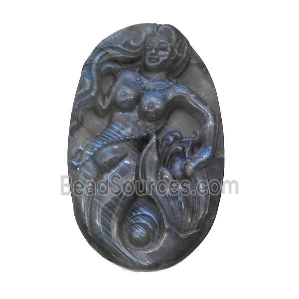 Mermaid Charms Labradorite Carved Pendant