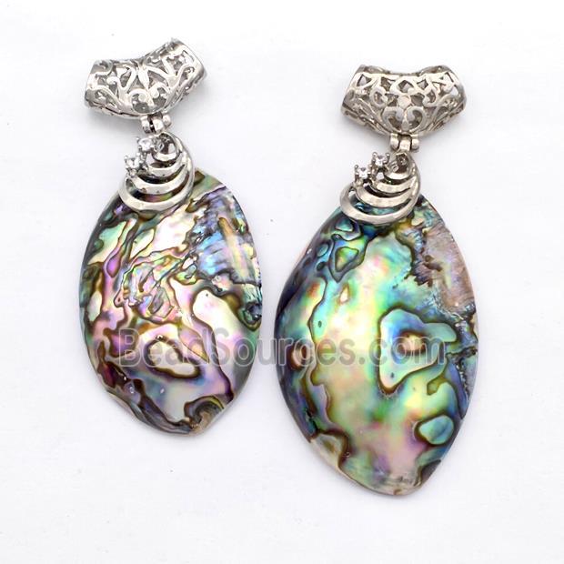 Natural Abalone Shell Pendant Freeform Multicolor