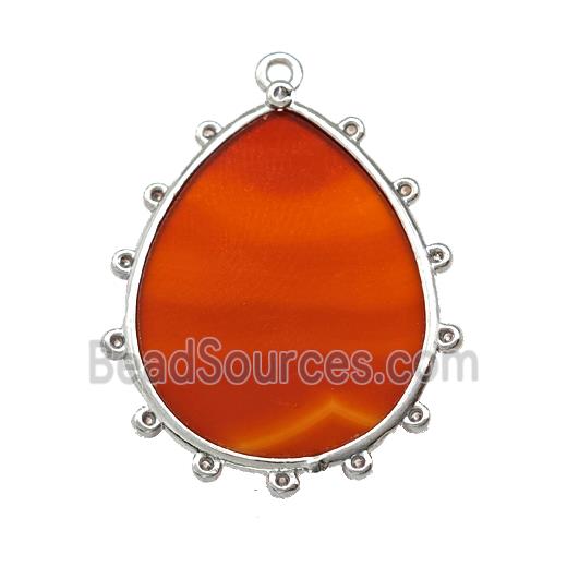 Natural Red Agate Teardrop Pendant Dye