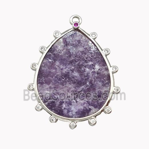 Natural Purple Lepidolite Teardrop Pendant