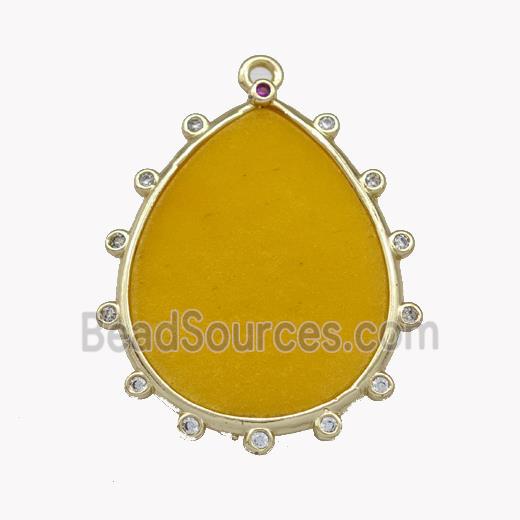 Natural Honey Jade Teardrop Pendant Yellow