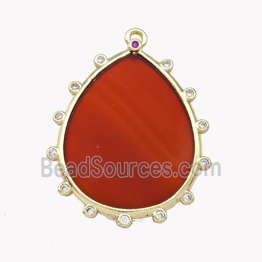 Natural Red Agate Teardrop Pendant Dye