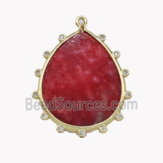 Natural Howlite Turquoise Teardrop Pendant Red Dye