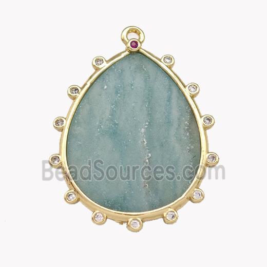 Natural Chinese Amazonite Teardrop Pendant Flat