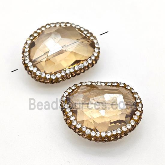 Chinese Crystal Glass Beads Pave Rhinestone Champagne