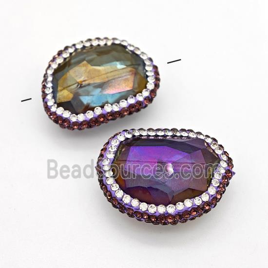 Chinese Crystal Glass Beads Pave Rhinestone Rainbow