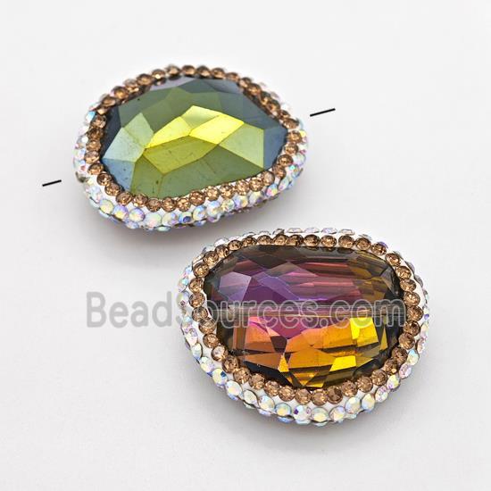 Chinese Crystal Glass Beads Pave Rhinestone Rainbow