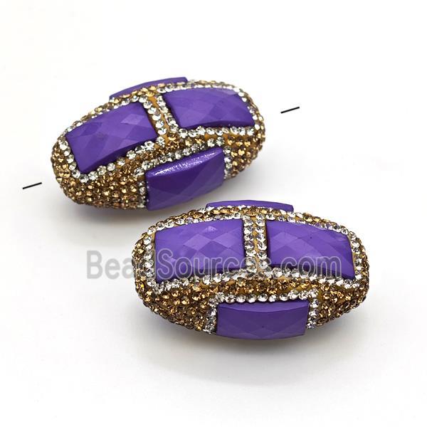 Clay Rice Beads Pave Rhinestone Purple Jade