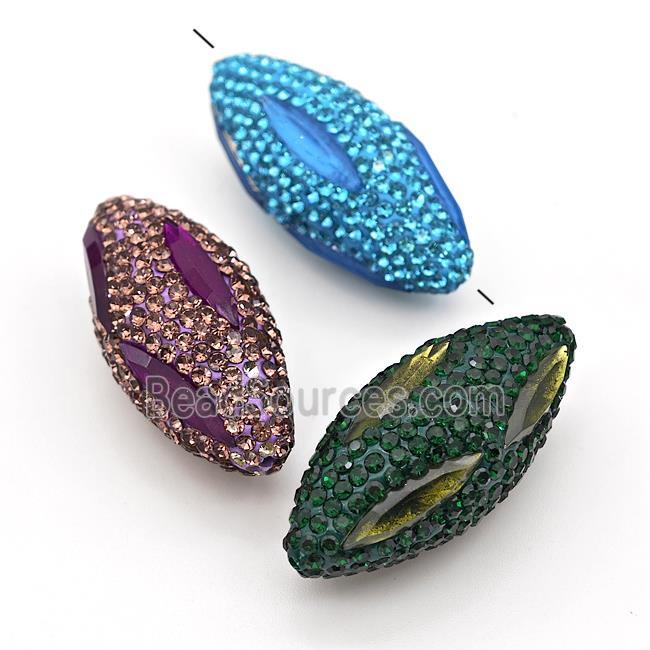 Clay Rice Beads Pave Rhinestone Crystal Glass Mixed