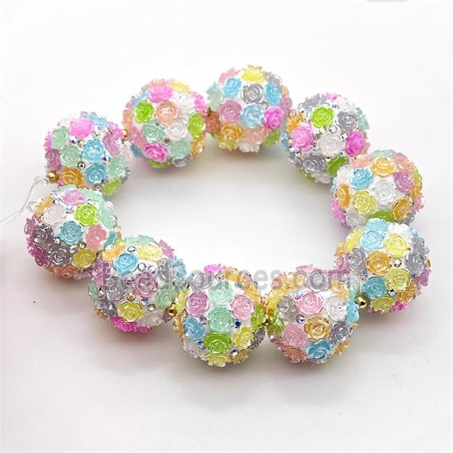 Resin Round Beads Multicolor Flower