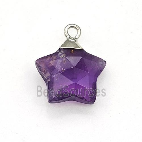 Natural Purple Amethyst Star Pendant