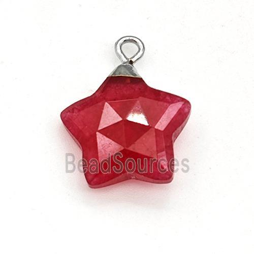 Natural Jade Star Pendant Red Dye