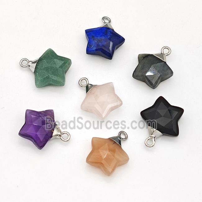 Natural Gemstone Star Pendant Mixed