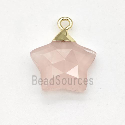 Natural Pink Rose Quartz Star Pendant