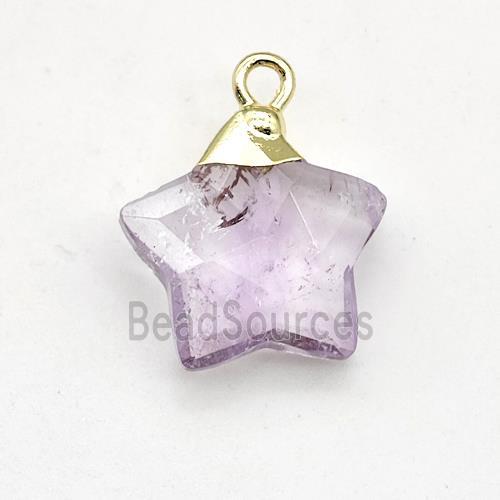 Natural Amethyst Star Pendant Lt.purple