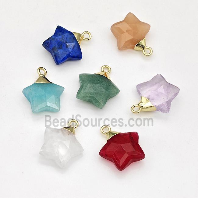 Natural Gemstone Star Pendant Mixed