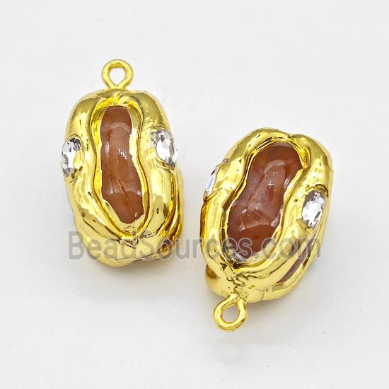 Red Jasper Pendant Freeform Gold Plated