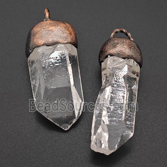 Natural Clear Crystal Quartz Sitck Pendant Antique Red