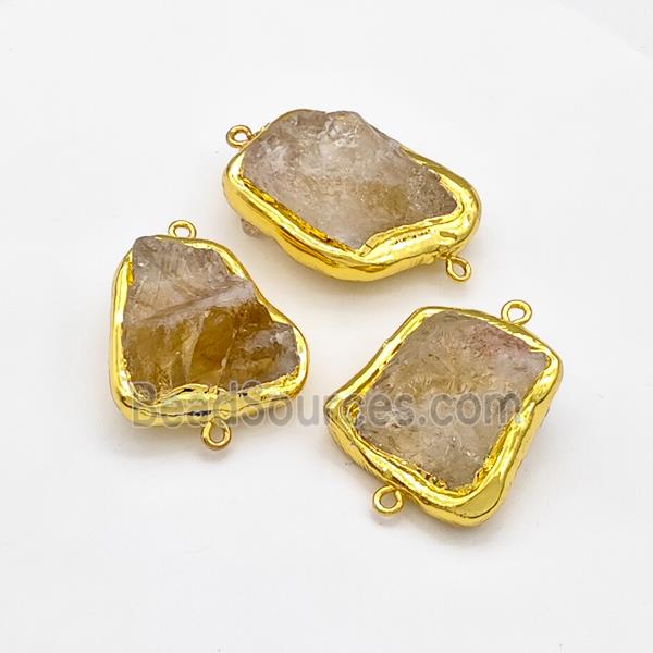 Natural Citrine Nugget Connector Freeform Gold Plated