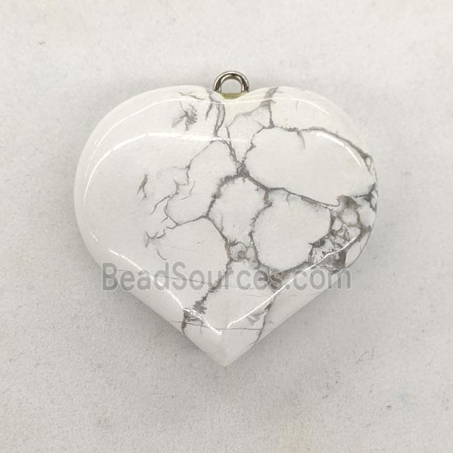 Natural White Howlite Turquoise Heart Pendant