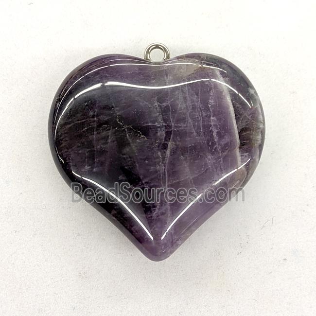 Natural Amethyst Heart Pendant Purple