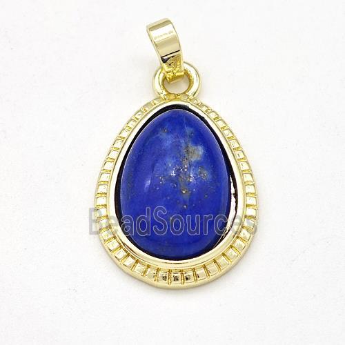 Blue Lapis Lazuli Teardrop Pendant Gold Plated