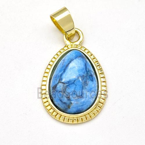 Blue Apatite Teardrop Pendant Gold Plated