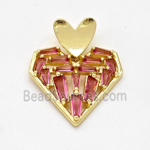 Copper Heart Pendant Micro Pave Zirconia Gold Plated