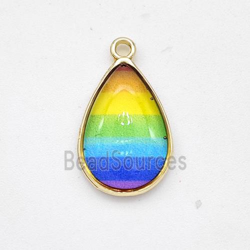 Resin Teardrop Pendant Rainbow