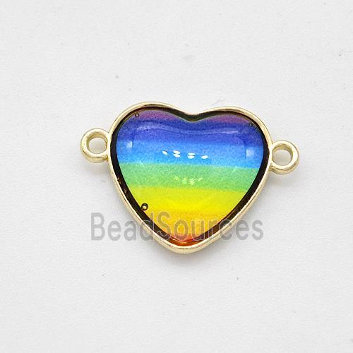 Resin Heart Connector Rainbow