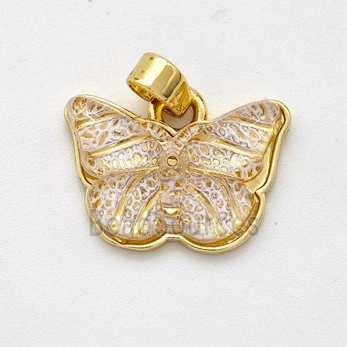 Resin Butterfly Pendant Gold Plated