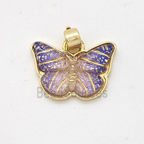 Purple Resin Butterfly Pendant Gold Plated