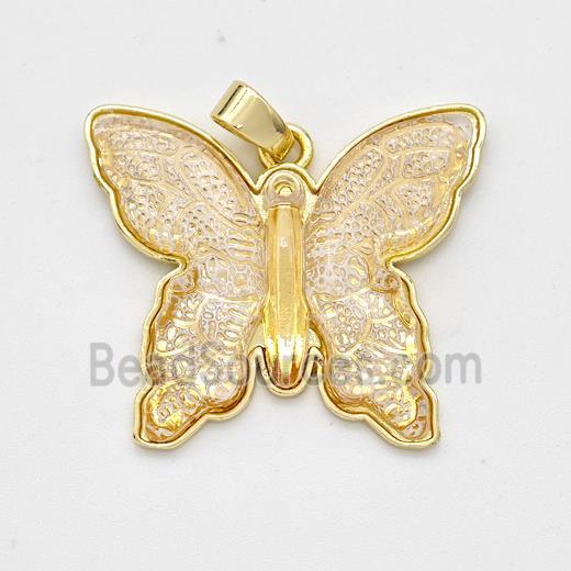 Resin Butterfly Pendant Gold Plated