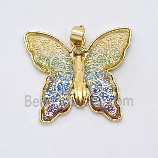 Greenblue Resin Butterfly Pendant Gold Plated