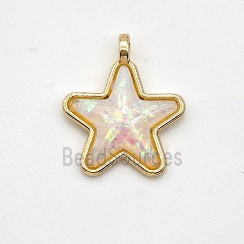 Copper Star Pendant Pave Fire Opal Gold Plated