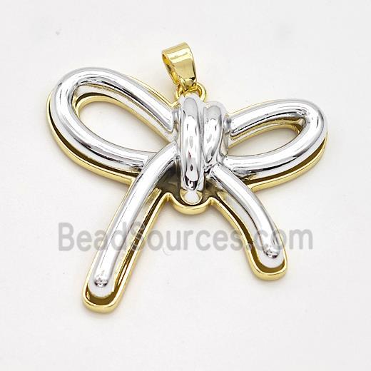 Copper Bowknot Pendant Pave Silver Resin Gold Plated