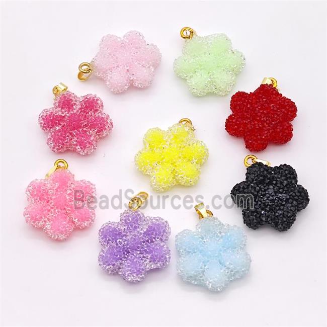 Resin Flower Pendant Mixed Color