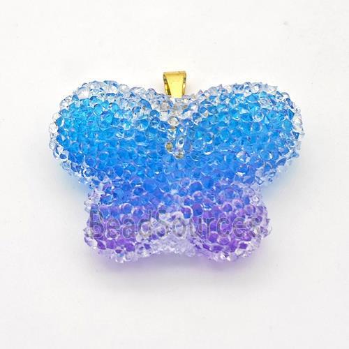 Resin Druzy Butterfly Pendant Blue